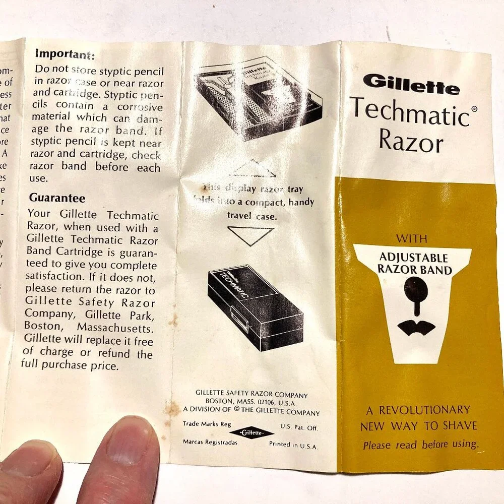 Vintage Gillette Techmatic Razor with Travel Case, 1965